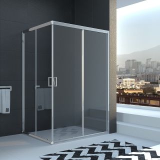 Душевой уголок Veconi Rovigo RV-10, 1000x900x1950, хром, стекло прозрачное